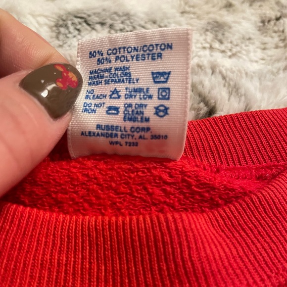 Vintage 80s Disney Mickey Mouse Red Crewneck Jerzees Pullover Sweatshirt - Picture 5 of 8